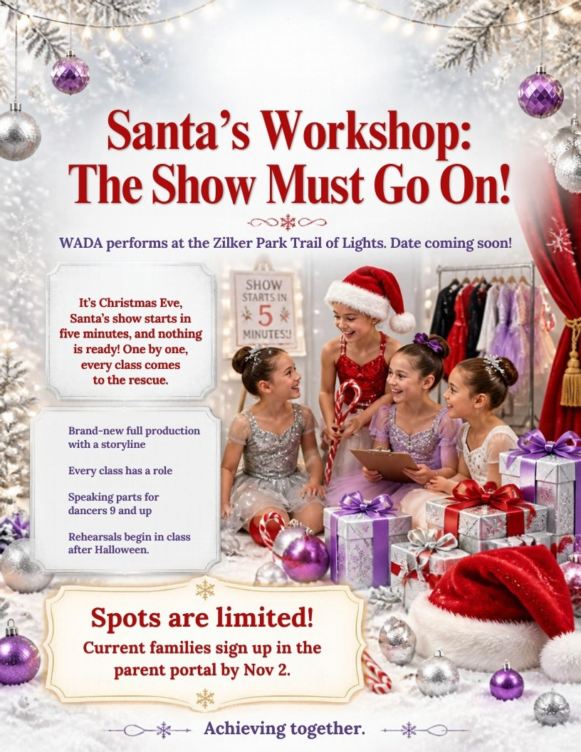 Santa's Workshop: The Show Must Go On! Zilker Trail of Lights flyer